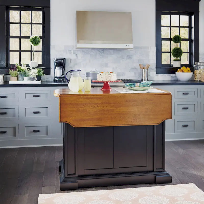 Warwick Black Distressed Oak Kitchen Island