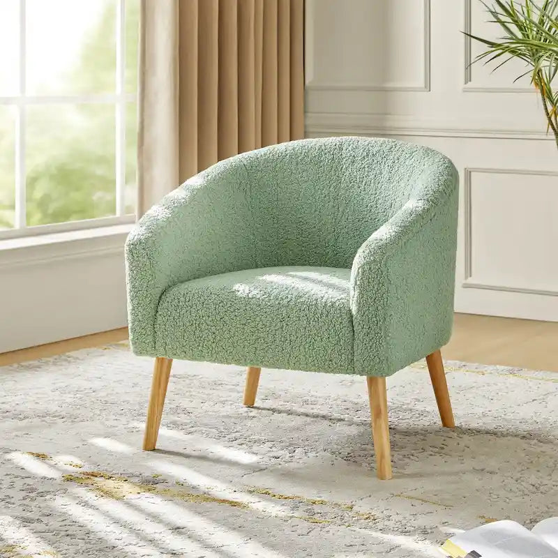 Sheila Modern 31W Boucle Armchair with Solid Wood Legs by HULALA HOME