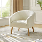 Sheila Modern 31W Boucle Armchair with Solid Wood Legs by HULALA HOME