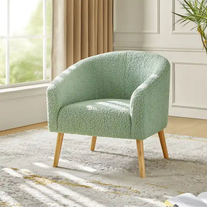 Sheila Modern 31W Boucle Armchair with Solid Wood Legs by HULALA HOME