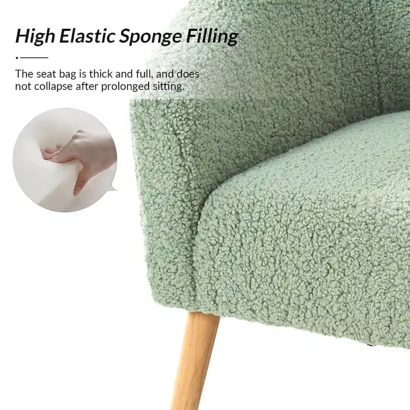 Sheila Modern 31W Boucle Armchair with Solid Wood Legs by HULALA HOME