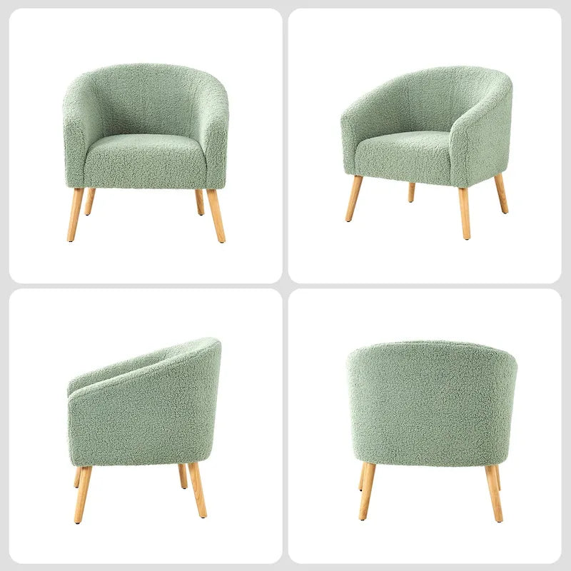 Sheila Modern 31W Boucle Armchair with Solid Wood Legs by HULALA HOME