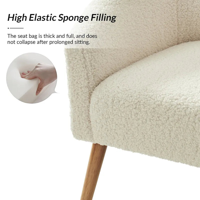 Sheila Modern 31W Boucle Armchair with Solid Wood Legs by HULALA HOME