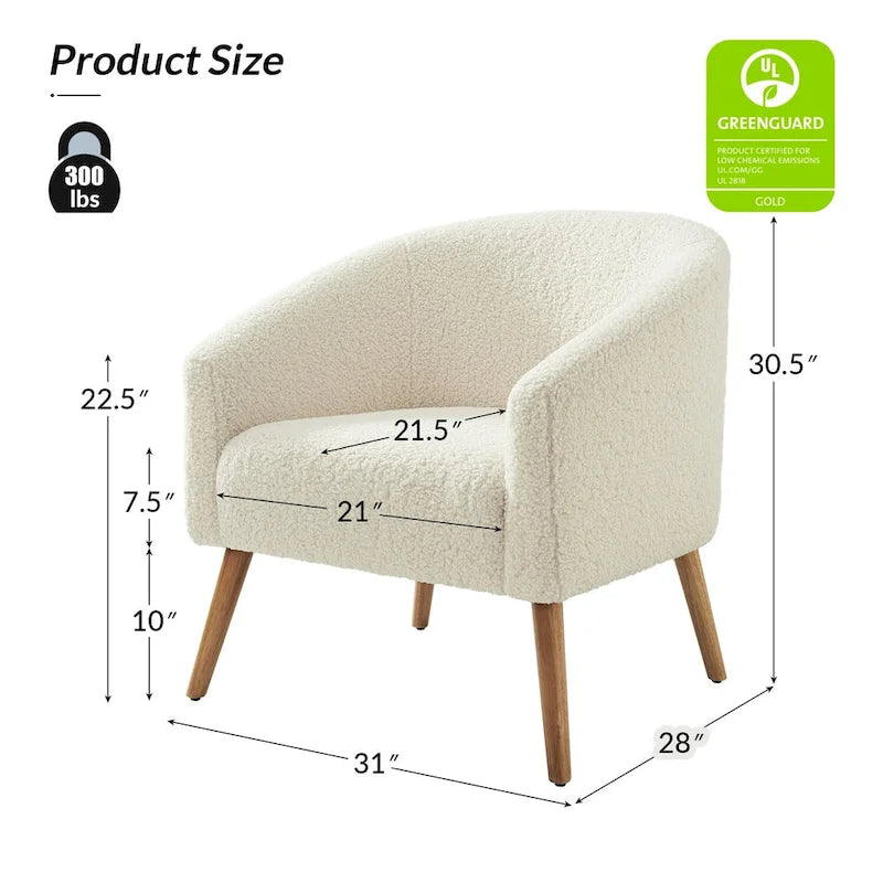 Sheila Modern 31W Boucle Armchair with Solid Wood Legs by HULALA HOME