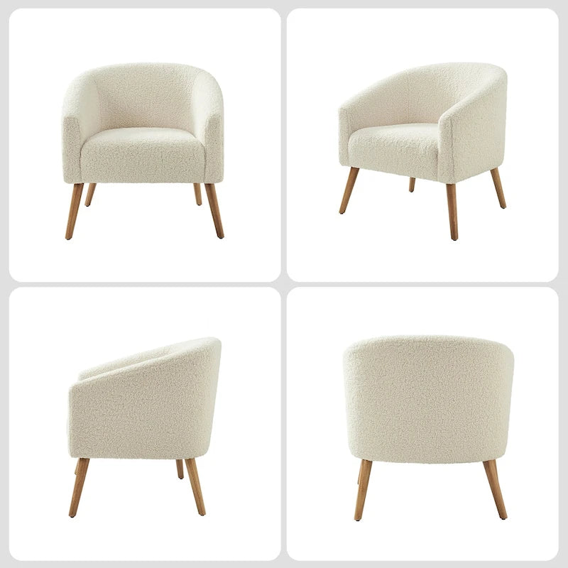 Sheila Modern 31W Boucle Armchair with Solid Wood Legs by HULALA HOME