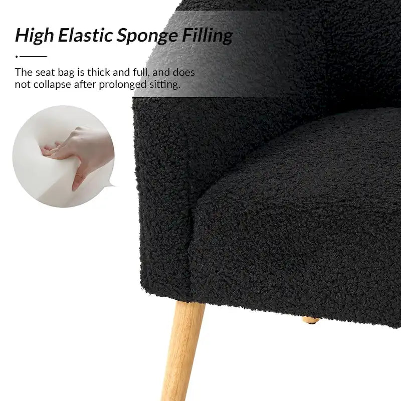 Sheila Modern 31W Boucle Armchair with Solid Wood Legs by HULALA HOME