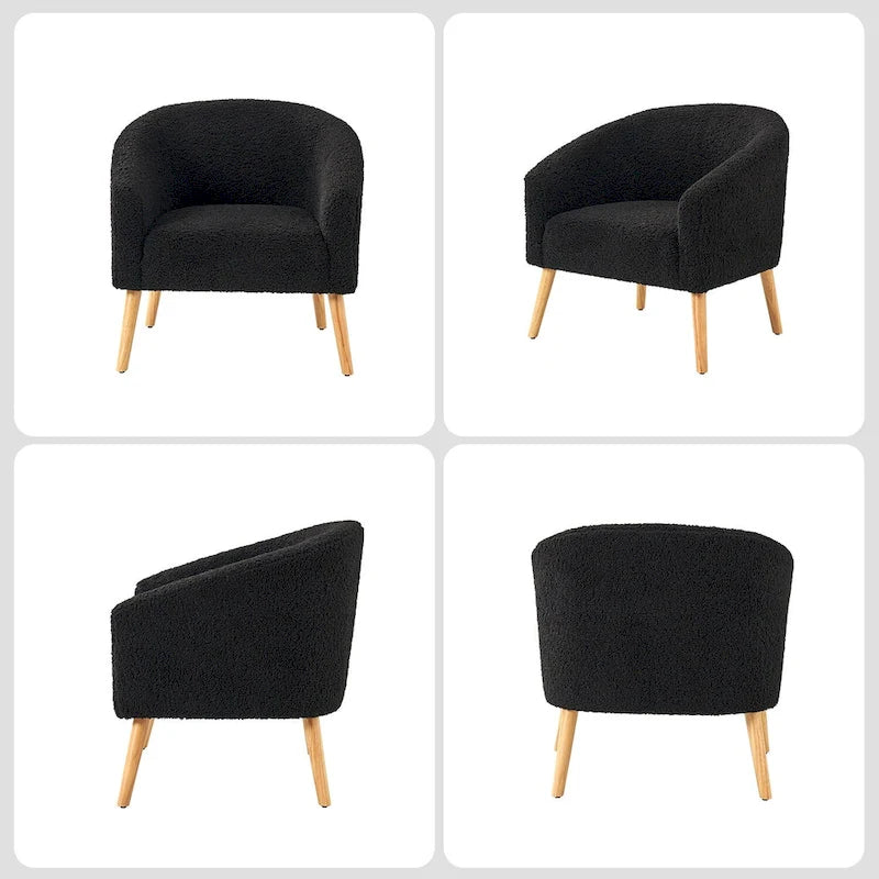 Sheila Modern 31W Boucle Armchair with Solid Wood Legs by HULALA HOME