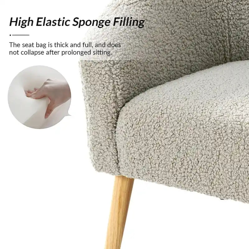 Sheila Modern 31W Boucle Armchair with Solid Wood Legs by HULALA HOME