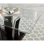 Glass Top Coffee Table with Chrome Trim - 47 Inch Modern Design