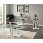 Glass Top Coffee Table with Chrome Trim - 47 Inch Modern Design
