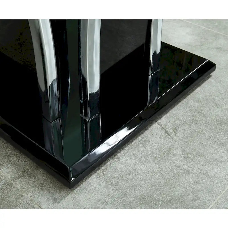 Glass Top Coffee Table with Chrome Trim - 47 Inch Modern Design