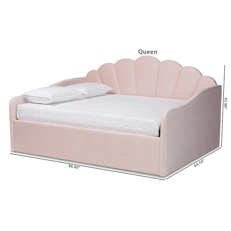 Timila Modern Velvet Upholstered Daybed-Light Pink