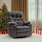 Electric Power Swivel Glider Recliner Chair with Cup Holders and USB Ports, Fabric, Single Seat