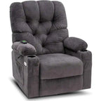 Electric Power Swivel Glider Recliner Chair with Cup Holders and USB Ports, Fabric, Single Seat