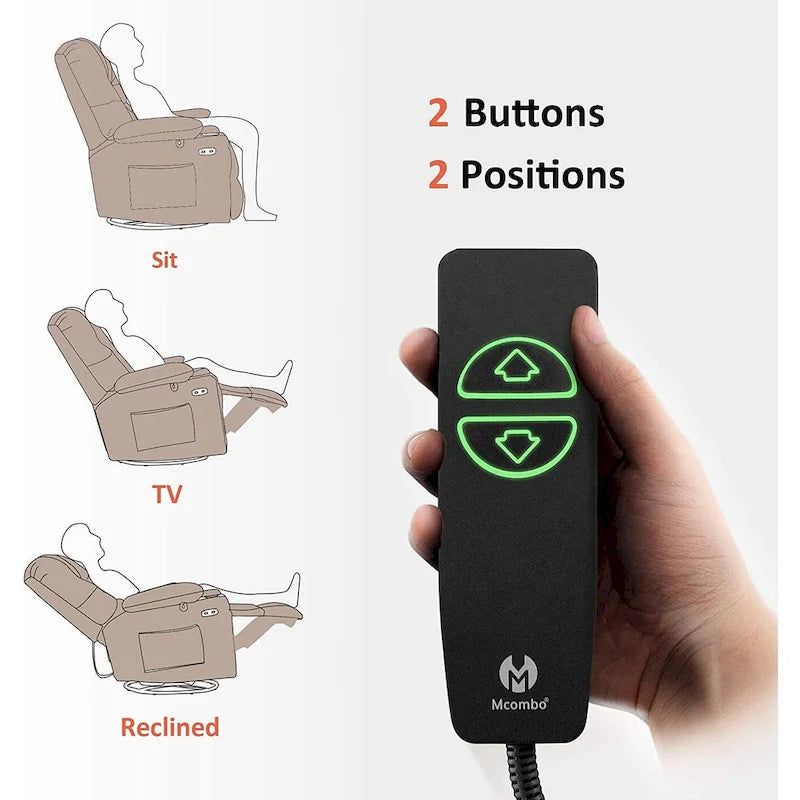Electric Power Swivel Glider Recliner Chair with Cup Holders and USB Ports, Fabric, Single Seat