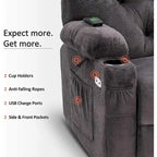 Electric Power Swivel Glider Recliner Chair with Cup Holders and USB Ports, Fabric, Single Seat