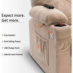 Electric Power Swivel Glider Recliner Chair with Cup Holders and USB Ports, Fabric, Single Seat