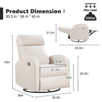 Faux Leather Swivel Rocking Recliner - Single Seater