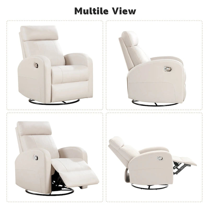 Faux Leather Swivel Rocking Recliner - Single Seater
