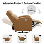 Faux Leather Swivel Rocking Recliner - Single Seater