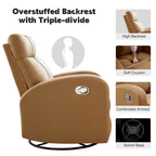 Faux Leather Swivel Rocking Recliner - Single Seater