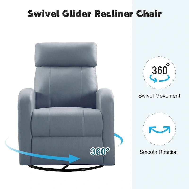Faux Leather Swivel Rocking Recliner - Single Seater