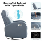 Faux Leather Swivel Rocking Recliner - Single Seater