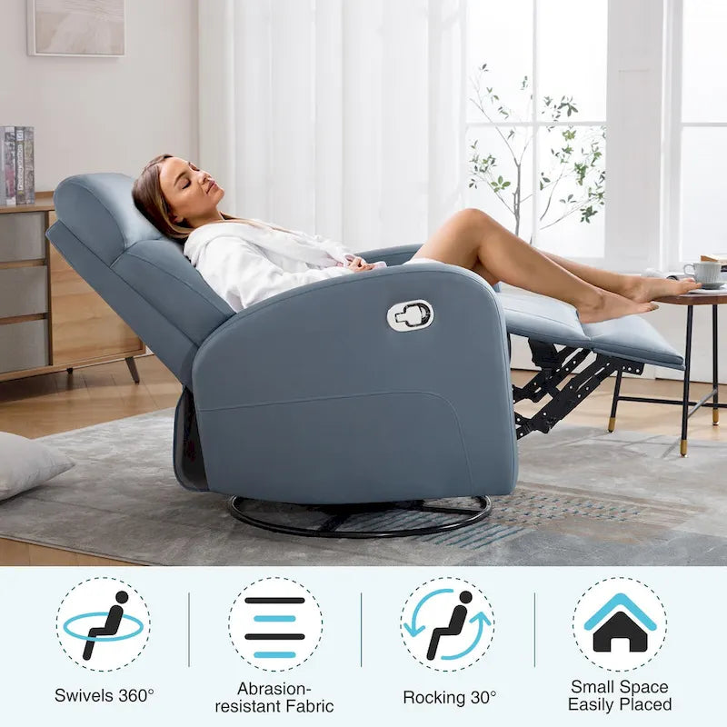 Faux Leather Swivel Rocking Recliner - Single Seater