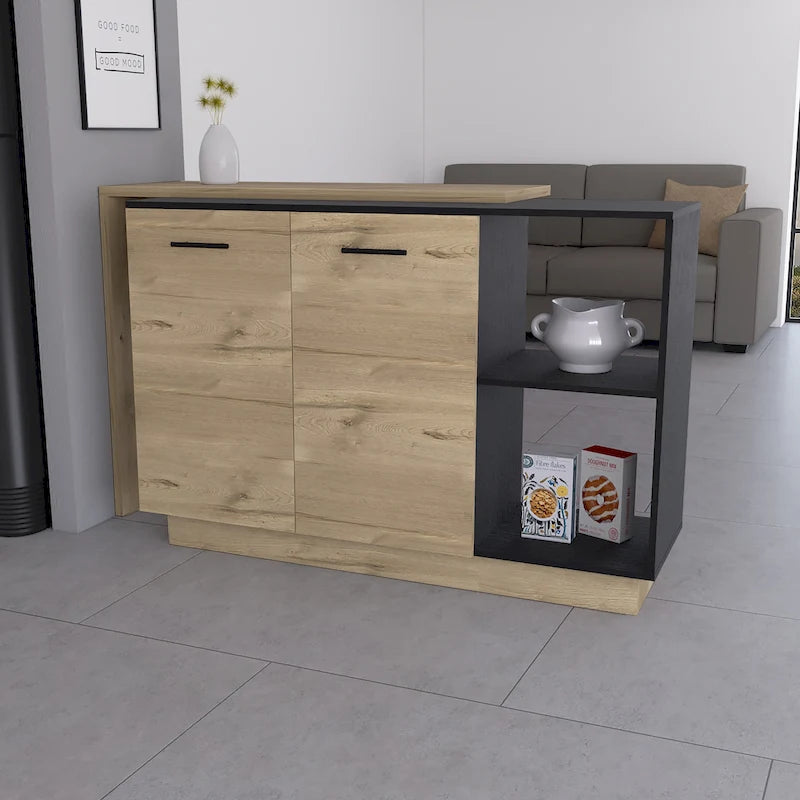 Aspen Kitchen Island, Two Concealed Shelves , Three Divisions