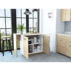 Aspen Kitchen Island, Two Concealed Shelves , Three Divisions