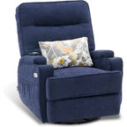 Electric Power Swivel Glider Recliner Chair with Heat and Massage, Fabric, Single Seat