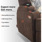 Electric Power Swivel Glider Recliner Chair with Heat and Massage, Fabric, Single Seat