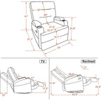 Electric Power Swivel Glider Recliner Chair with Heat and Massage, Fabric, Single Seat