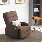 Electric Power Swivel Glider Recliner Chair with Heat and Massage, Fabric, Single Seat