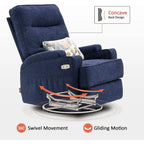 Electric Power Swivel Glider Recliner Chair with Heat and Massage, Fabric, Single Seat