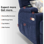 Electric Power Swivel Glider Recliner Chair with Heat and Massage, Fabric, Single Seat