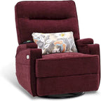 Electric Power Swivel Glider Recliner Chair with Heat and Massage, Fabric, Single Seat