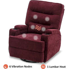 Electric Power Swivel Glider Recliner Chair with Heat and Massage, Fabric, Single Seat