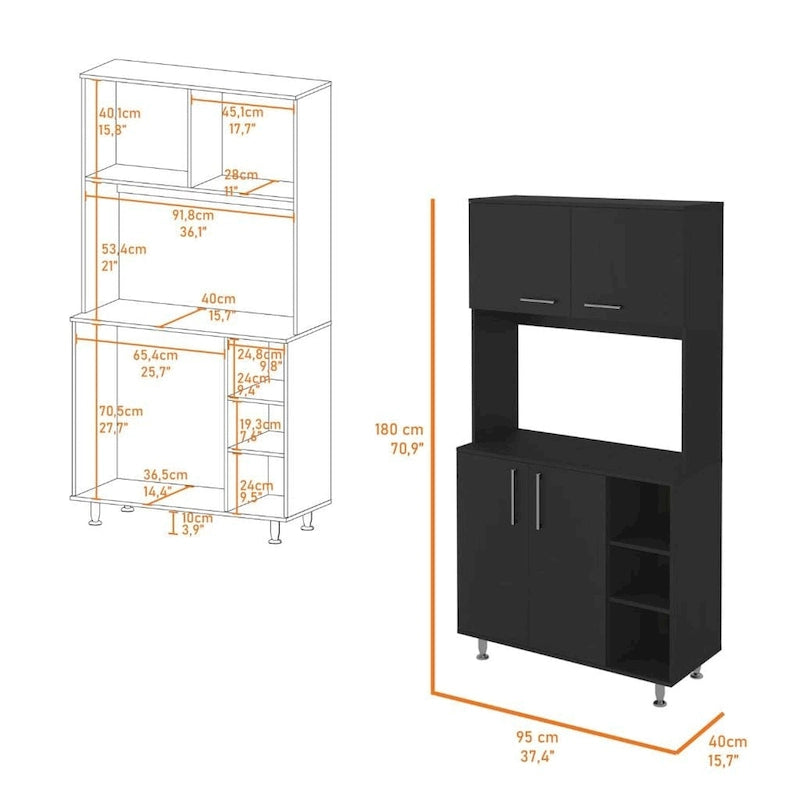 Colorado Pantry Cabinet with Three Open Shelves - N/A