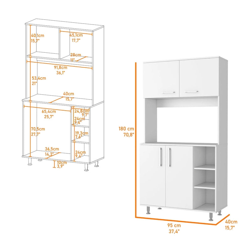 Colorado Pantry Cabinet with Three Open Shelves - N/A
