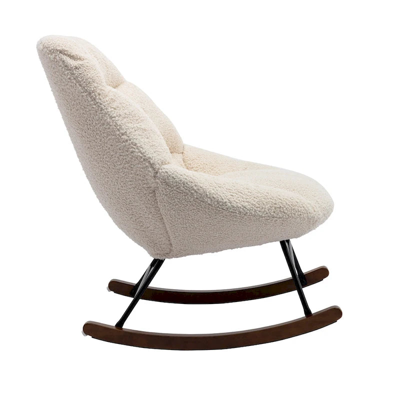 Tufted Upholstered Padded Seat Rocking Chair-Boucle