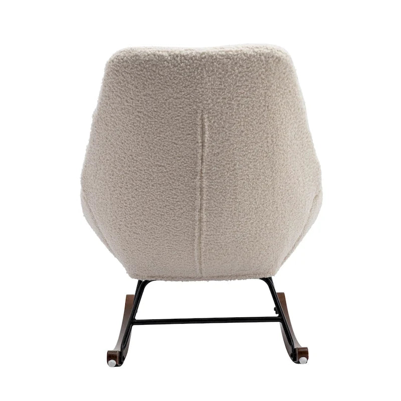 Tufted Upholstered Padded Seat Rocking Chair-Boucle