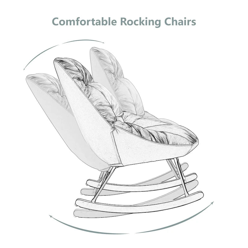 Tufted Upholstered Padded Seat Rocking Chair-Boucle