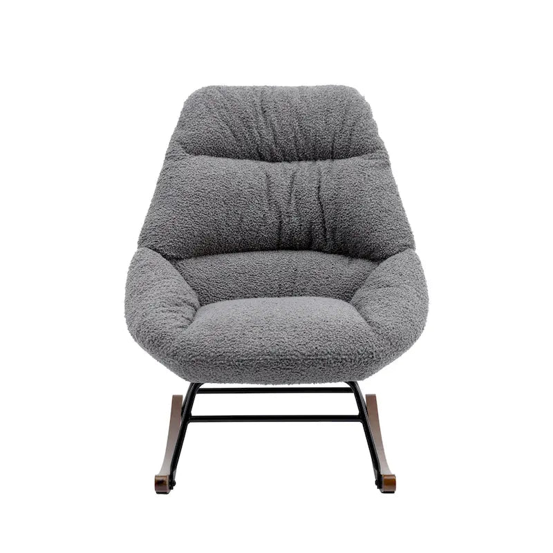 Tufted Upholstered Padded Seat Rocking Chair-Boucle