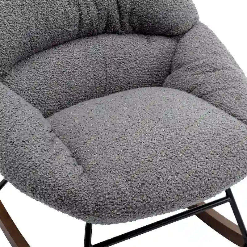 Tufted Upholstered Padded Seat Rocking Chair-Boucle