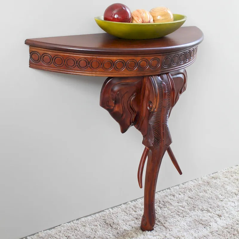 Windsor Carved Elephant Wall Table