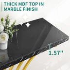 Faux Marble Console Table with Gold Geometric Base - 39 Inch