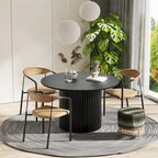 White Oak Round Dining Table with Roman Column Legs - 46 Inch for 4 People