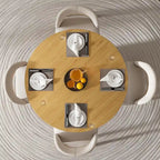 White Oak Round Dining Table with Roman Column Legs - 46 Inch for 4 People
