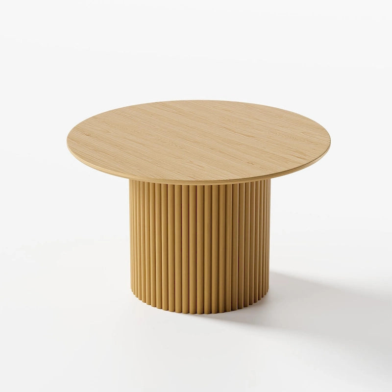 White Oak Round Dining Table with Roman Column Legs - 46 Inch for 4 People